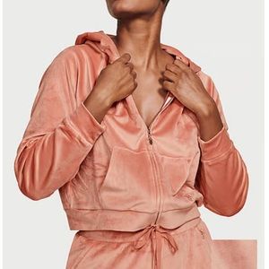 VICTORIAS SECRET VELOUR FULL ZIP HOODIE SZ L